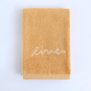 Buy ginger-yellow Pure Cotton Embroidery Towel Plain Gift Face Towel