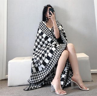 Nordic Cashmere Sofa Nap Thin Houndstooth Blanket