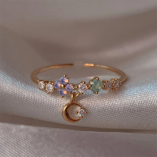 Buy nwh80-04 Retro Multi-element Cute And Sweet Pink Heart-shaped Butterfly Flower Open Ring