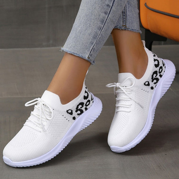 Women Leopard Print Lace-up Sneakers