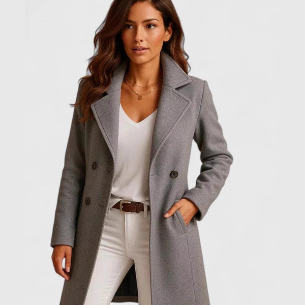 Women's Single-breasted Mid-length Coat With Pockets