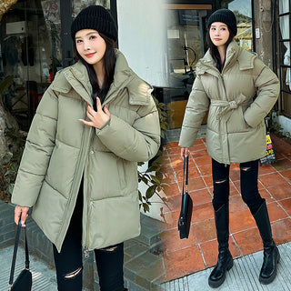 Buy army-green Korean Style Women&#39;s Thick Hooded British Style Cotton-padded Coat