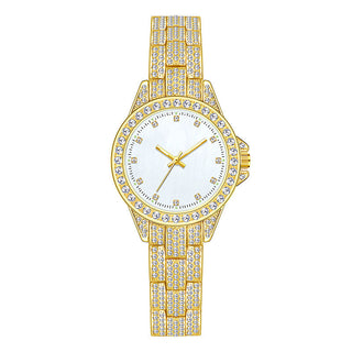 Buy gold-white Women&#39;s Fashion Temperament Full Diamond Watch