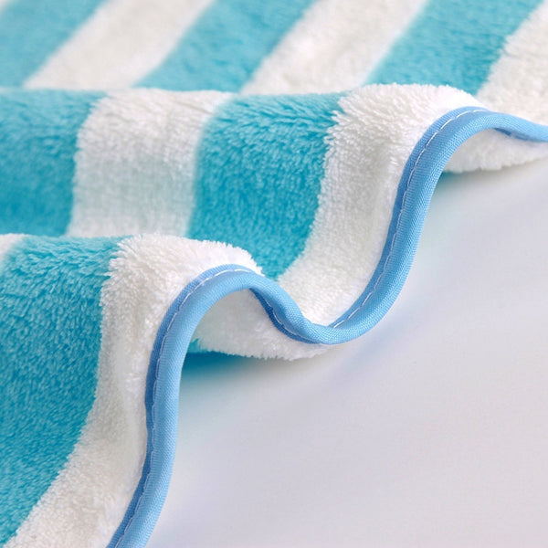 Warp Knitted Coral Velvet Wide Stripe Big Towel Wholesale Edging Bath Towel