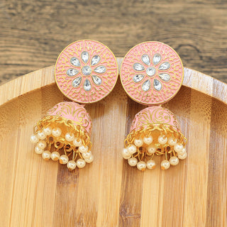 Buy gold-plus-powder Ethnic Style Earrings Bohemian Indian Style Rice Bead Bell Earrings