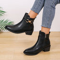 Chunky Heel Zipper Slip-on Autumn And Winter Fashion Boots Women