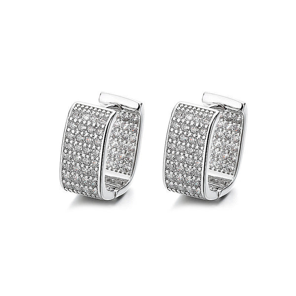 Bright Double-sided Zircon Square Ear Clip Simple