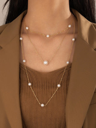 Buy gold Pearl Long Multi-layer Necklace Fashion