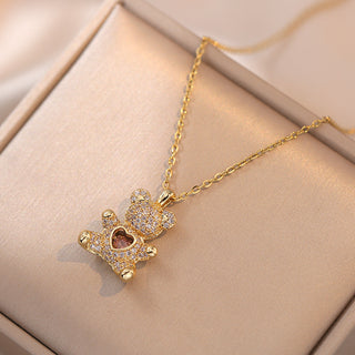 Buy gold Necklace Female Bear Necklace Love Heart