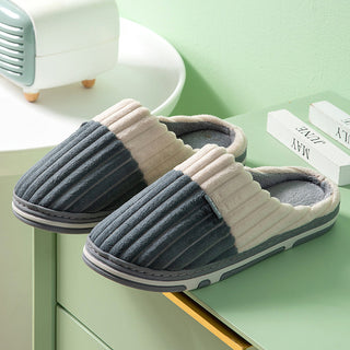 Buy grey Unisex Winter Slippers Corduroy Shoes Couples Bedroom Slippers