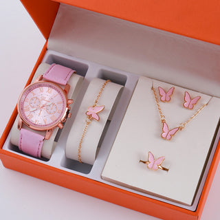 Buy 6-ornament-suit-no-gift-box Ladies Graduated Belt Watch Jewelry Set