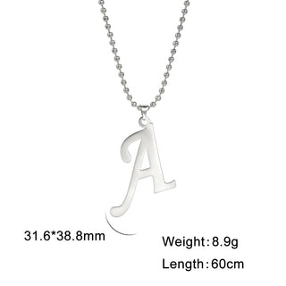 Buy a Polished Cut Steel Color 26 Letters Pendant Stainless Steel Necklace