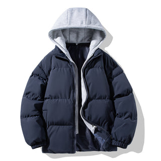 Buy dark-blue Men&#39;s High-grade Coat Fake Two-piece Thickened Warm