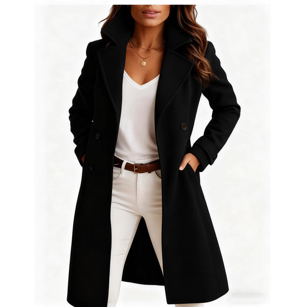 Women's Single-breasted Mid-length Coat With Pockets