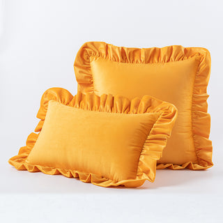 Buy orange-yellow Nordic Velvet Lace Throw Pillows With Upholstered Living Room Sofa