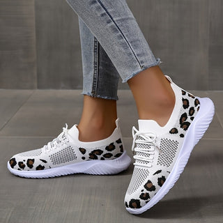 Women Leopard Print Lace-up Sneakers