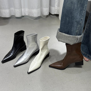 Buy brown Female Boots Fashion Chunky Heel Skinny Martin Boots