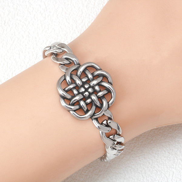 Stainless Steel Street Cool Hip Hop Punk Cool Irish Truelove Knot Titanium Steel Men Cuba Hand Accessory Bracelet