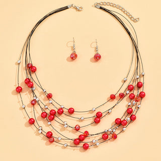 Buy style21 Indian Ethnic Style Vintage Gemstone Beads Jewelry Earrings Necklace 2 Pieces Suit