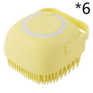 Buy yellow-6pcs Silicone Dog Bath Massage Gloves Brush Pet Cat Bathroom Cleaning Tool Comb Brush For Dog Can Pour Shampoo Dog Grooming Supplies