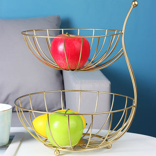 Buy gold Fruit Shelf Vegetable Shelf Double Layer