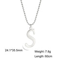 Polished Cut Steel Color 26 Letters Pendant Stainless Steel Necklace