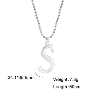 Buy s Polished Cut Steel Color 26 Letters Pendant Stainless Steel Necklace