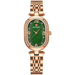 Buy rose-shell-green-surface-rose Elegant Lady Watch With Diamonds