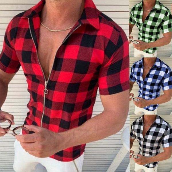 Men's Zipper Short Sleeve Summer T Shirt