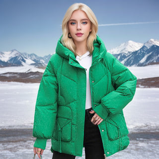 Buy green Women Loose Thick Cotton Winter Jacket