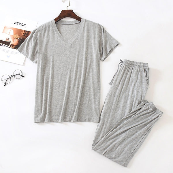 Men's Ice Silk Modal Short Sleeved Pants Set