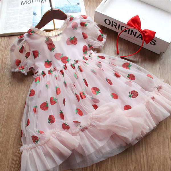 Kids Clothes Girls Summer Dress Children Clothes Puff Sleeve