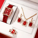 Square Belt Watch Gem Bracelet Suit