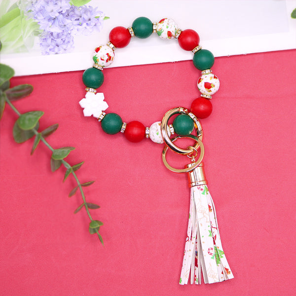 Christmas Silicone Beads Key Pendants Bracelet