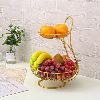 Buy gold-double-layer Three-layer Double-layer Fruit Bowl, Living Room Household Light Luxury Fruit Plate