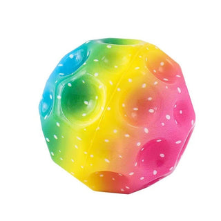 Buy middle-yellow Colorful Hole Ball Soft Bouncy Ball Anti-fall Moon Shape Porous Bouncy Ball Kids Indoor Toys Ergonomic Design Elastic Ball