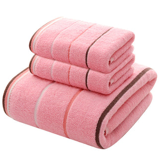 Buy pink-three-sections Cotton Three-piece Towel Veneer Cloth Thickened Hotel Bath Towel Embroidery