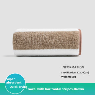 Buy striped-brown Towel Coral Fleece Household Face Towel