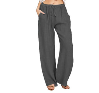 Buy dark-grey Women&#39;s Casual Cotton And Linen Loose Yoga Pants