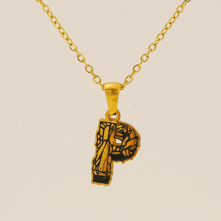 Buy gold-p Letter Necklace Titanium Steel No Fading Women