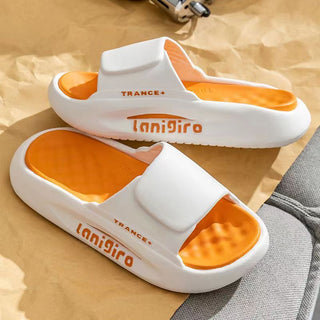 Buy white-orange Summer Slippers Women Men Home Shoes Indoor Non Slip Bathroom Slippers