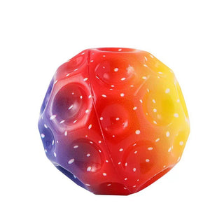 Buy middle-red Colorful Hole Ball Soft Bouncy Ball Anti-fall Moon Shape Porous Bouncy Ball Kids Indoor Toys Ergonomic Design Elastic Ball