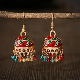 Bell Ethnic Style Bohemian Temperament Small Rice-shaped Beads Enamel Earrings