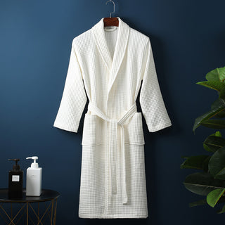 Buy beige Unisex Pure Cotton Long Waffle Bathrobe