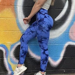 Buy dark-blue Women Tie Dye Leggings Fitness Yoga Pants