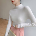 Warm Long Sleeves Knitted Half Turtleneck Women's Base Shirt