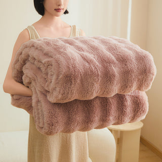 Buy pink Double-sided Blanket Coral Fleece Nap Office Sofas Cover Blanket Thick Fleece Winter