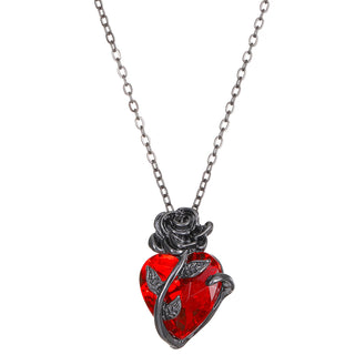 Buy black Punk Rose Love Necklace Fashion Personality Heart-shaped Clavicle Chain Pendant Necklace For Valentine&#39;s Day