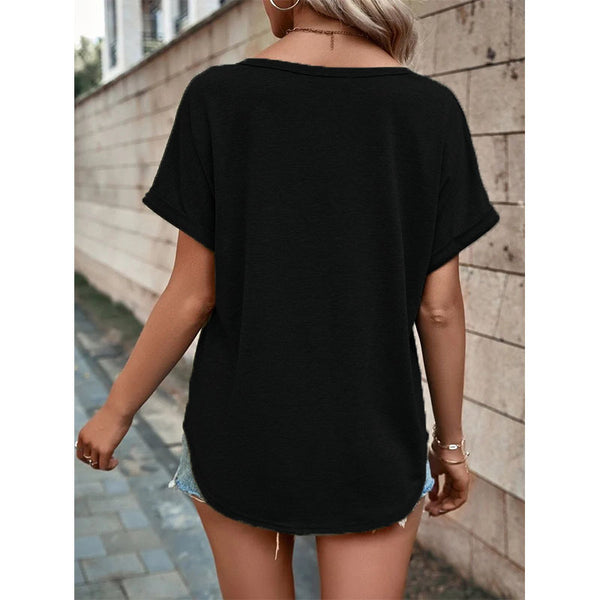 Women's V-neck Short Sleeve Tops Shirt