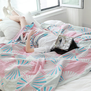 Buy daisy-pink Pure Cotton Gauze Air Conditioning Sofa Blanket